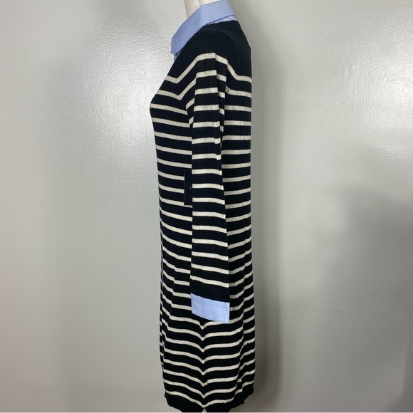 Merino wool striped sweater dress with collar/cuffs Cynthia Rowley - Picture 4 of 7